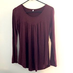 Burgundy Long Sleeve Tunic Top Sz Small